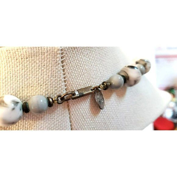 Vintage Miriam Haskell Couture Designer Black and White Marble Swirl Beaded Neck - Picture 13 of 13